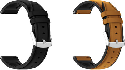 ACM WSM33U22BKGL3453 Pack of 2 Watch Strap Leather Silicone 22mm for Riviera Rsw-10 Smartwatch (Black/Gold) Smart Watch Strap(Mullti Color)