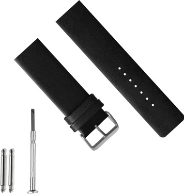 Rayyn CAMELLO PLAIN DESIGN 20 mm Genuine Leather Watch Strap(Black)