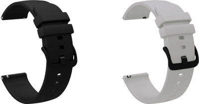 ACM WSM25M22BKGY1171 Pack of 2 Watch Strap Silicone Hook 22mm for Pebble 2 Smartwatch (Black/Grey) Smart Watch Strap(Mullti Color)
