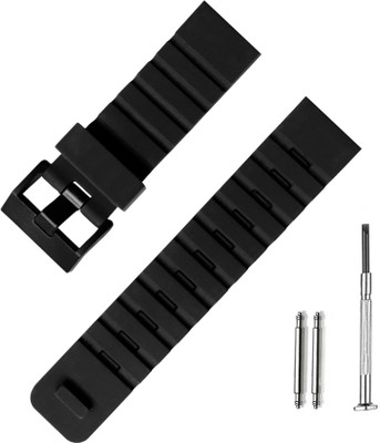 Rayyn ADIZEN SILICONE WATCH STRAP 24 mm Silicone Watch Strap(Black)