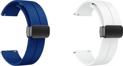 ACM WSM19G20DBLWT2449 Pack of 2 Watch Strap Magnetic Clasp 20mm for Fire-Boltt Terra Bsw019 Smartwatch (Dark Blue/White) Smart Watch Strap(Mullti Color)