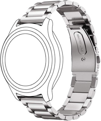 ACCZONE 22MM Heavy Metal Chain Strap with Secure Lock Technology Compatible 22 mm Metal Watch Strap(Silver)