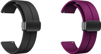 ACM WSM19G22BKPU3052 Pack of 2 Watch Strap Magnetic Clasp 22mm for Play Playfit Slim 2c Smartwatch (Black/Purple) Smart Watch Strap(Mullti Color)