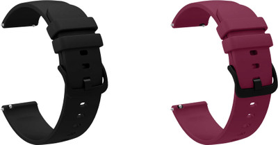 ACM WSM25M22BKPU1046 Pack of 2 Watch Strap Silicone Hook 22mm for |Fossil Gen 3 Explorist Hr Smartwatch (Black/Purple) Smart Watch Strap(Mullti Color)
