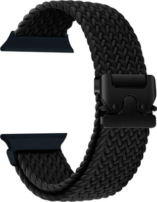 ACM WSM38Z40BK1186 Sliding 44mm 49mm Watch Strap Woven Braided Clipper for Apple Watch Series 5 44mm Smartwatch Black Smart Watch Strap(Black)