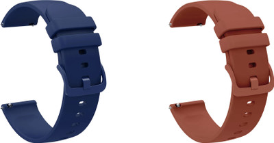 ACM WSM24L22BLBR1165 Pack of 2 Watch Strap Silicone Color Hook 22mm for |Noise Noisefit Endure Classic Smartwatch (Blue/Brown) Smart Watch Strap(Mullti Color)