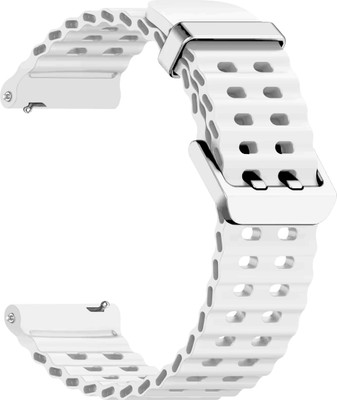 ACM Strap Silicone Sports 20mm for Universal 20mm Size Replacement Strap Smartwatch 1215504 mm Silicone Watch Strap(White)