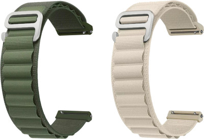 ACM WSM17E20GRWT1608 Pack of 2 Watch Strap Nylon Hook 20mm for Goqii Smart Vital Fitness Spo2 Smartwatch (Green/White) Smart Watch Strap(Mullti Color)