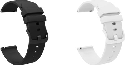 ACM WSM24L20BKWT2592 Pack of 2 Watch Strap Silicone Color Hook 20mm for Fire-Boltt Ninja Pro Plus Bsw032 Smartwatch (Black/White) Smart Watch Strap(Mullti Color)
