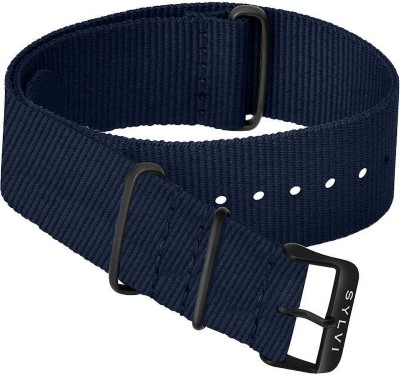 Sylvi Nylon Strap Navy Blue Fabric Strap Watch for Men 24 mm Fabric Watch Strap(Navy Blue)