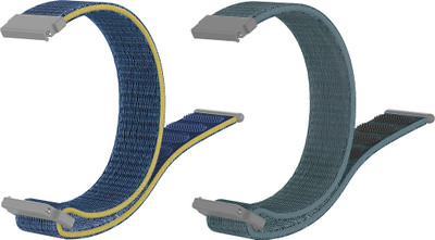 ACM WSM3V22BLGY2398 Pack of 2 Watch Strap Nylon Loop 22mm for Pebble Revo Smartwatch (Blue/Grey) Smart Watch Strap(Mullti Color)