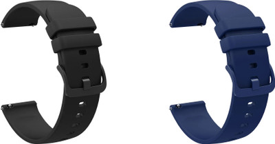 ACM WSM24L22BKBL1140 Pack of 2 Watch Strap Silicone Color Hook 22mm for Michael Kors Gen 5 Access Bradshaw 2 Smartwatch (Black/Blue) Smart Watch Strap(Mullti Color)