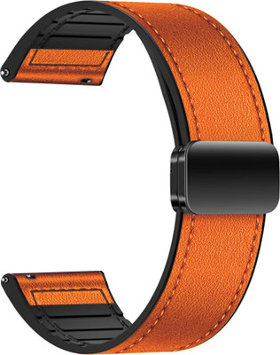 ACM WSM28P22OR3864 Watch Strap Leather Magnetic Silicone 22mm for Itel Unicorn Max Smartwatch Orange Smart Watch Strap(Orange)