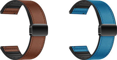 ACM WSM28P20BRBL2833 Pack of 2 Watch Strap Leather Magnetic Silicone 20mm for Boat Wave Style Smartwatch (Brown/Blue) Smart Watch Strap(Mullti Color)