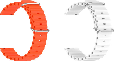 ACM WSM18F22ORWT3900 Pack of 2 Watch Strap Silicone Smart Belt 22mm for Pebble Stella Smartwatch (Orange/White) Smart Watch Strap(Mullti Color)