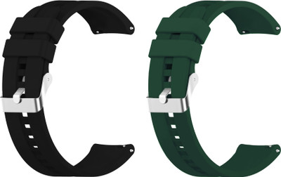 ACM WSM15C22BKGR2639 Pack of 2 Watch Strap Silicone Hook 22mm for |Ambrane Fitshot Loop Smartwatch (Black/Green) Smart Watch Strap(Mullti Color)