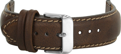 Roycee 9270922 22 mm Synthetic Leather Watch Strap(Brown)
