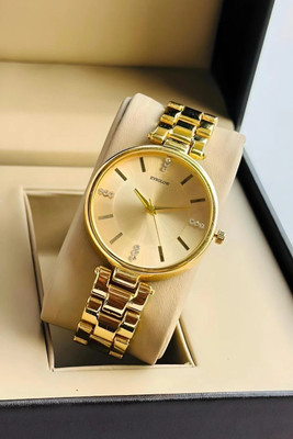 EVRGLOW Womens Chgain Watch Gold Dial Womens Analog Gold Dial Wrist Watch Analog Watch  - For Women