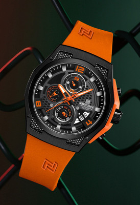 NAVIFORC NF8051TBBO Distinctive and Elegant Black & Orange color silicon strap Analog Watch  - For Men