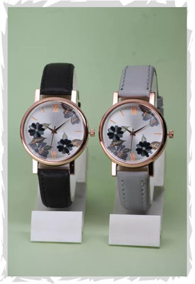 frozil Analog Black Grey Color Flowered Dial Watch for Womens and Analog Watch  - For Women