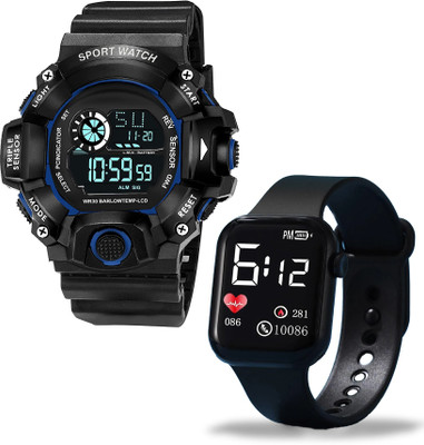 Zienz Comfortable Combo Blue Dial BN-Shock Soft Ultra PU Strap Sports/Square LED 0086 Digital Watch  - For Boys & Girls