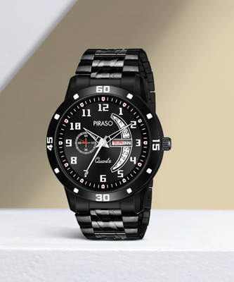 PIRASO PR2727 FULL BLACK Day & Date Working Display for Men and Boy Analog Watch  - For Men
