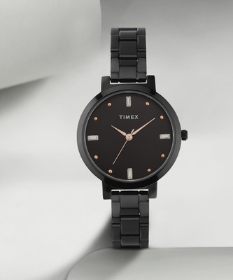 TIMEX Black Dial Stainless Steel Analog Watch  - For Women