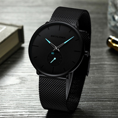 SkyLona Slim Dial Stainless Steel Mesh Band -Waterproof Design Analog Watch  - For Men