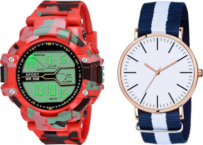Brostin Festive WTH-TRGA-BLUE_Combo_Red Military men's Watch Analog-Digital Watch  - For Men