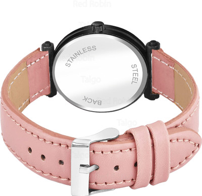 Natrix ALPHA-S-GEN-BK-PCH-L Fancy Design Stylish ALPHABET S Dial Peach Leather Strap Women Wrist Watch Analog Watch  - For Girls