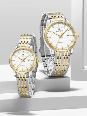 NAVIFORCE NF9228 Exlcusive TwoTone Silver-gold timepeice Analog Watch  - For Couple
