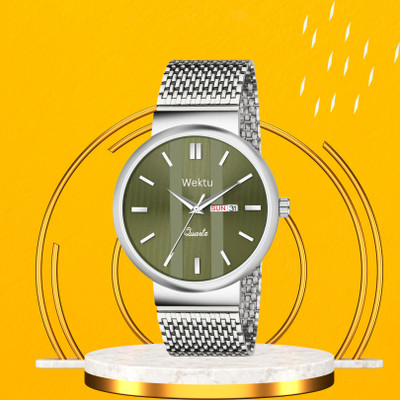 WEKTU Premium Quartz Watch/Men/Stainless Steel/Green Dial with Day & Date Display/03 Analog Watch  - For Men