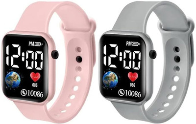BRATON COMBO PINK+GREY Led Digital Watch Combo Warch pack Of 2 Digital Watch  - For Men & Women