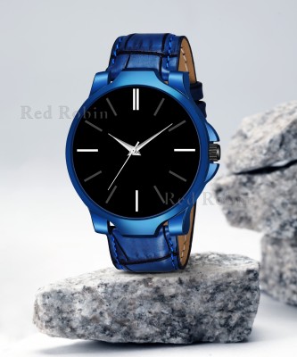 Red Robin LR05-BLK-3K-BLU-CRL Fancy Design Stylish Blue Leather Strap Wrist Watch for Men and Boys Analog Watch  - For Men