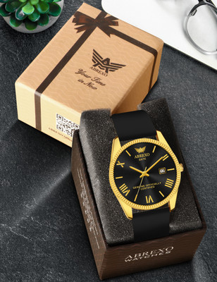 ABREXO Abx4200 Black Dial Date Working Black Silicon Strap ABREXO Abx4200 Black Dial Date Working Black Silicon Strap Quartz Mechanism Analog Watch  - For Men