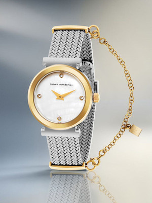 French Connection FCH8TM Rhinestone White MOP Dial | Women's Silver Analog Watch Analog Watch  - For Women