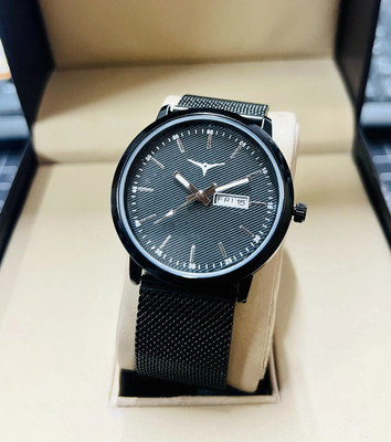ZETWAL NSM-25-D.D.-BLK SEFFER Men & Boys Analog Wrist Watch | Day & Date | Full Black | Seffer Strap | Quartz Analog Watch  - For Men