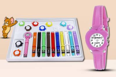 multicolor 18 changable strap and ribbon flower kid combo Analog Watch  - For Girls