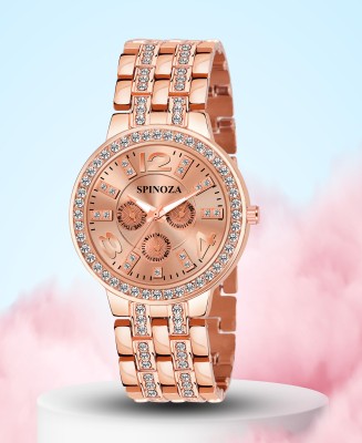 SPINOZA An new fashionable Rose Gold diamond chronograph design dial watch for womens Analog Watch  - For Women