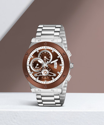 PIRASO HUB-LOT 2025 BROWN (CHAIN) ANALOG WATCH DATE DISPLAY BROWN DIAL AND SILVER CHAIN(WATCH FOR MEN) Analog Watch  - For Men