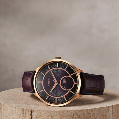 Titan Regallia Regalia Stellar 2 Purple Dial Leather Strap Analog Watch  - For Men