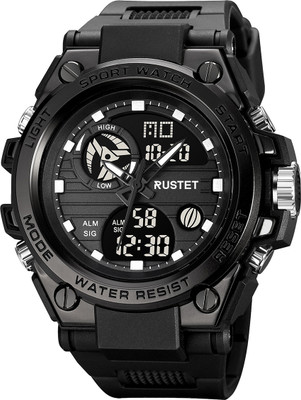 RUSTET 2031 2031 50m Waterproof Dual-Time Men's Watch Multifunction 12H / 24H Format Analog-Digital Watch  - For Men