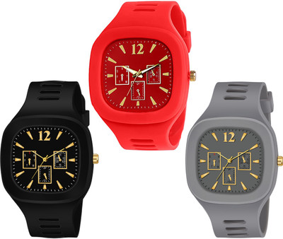 frozil Stylish ADDI Designer Combo Watch for Mens & Boys Pack Of 3 Analog Watch  - For Men