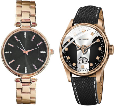 ONIR Premium Quality Couple Analog Watch, Long Battery Life Double Push Safety Clasp Analog Watch  - For Men & Women