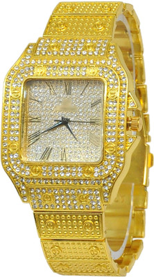 house of common Big Square Gold Gold Stone Analog Watch  - For Men & Women