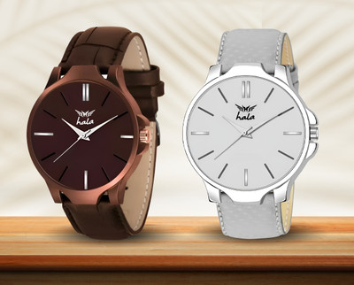 HALA 1045 Combo of 2 | Genuine Leather Straps | Boys Series Analog Watch  - For Men