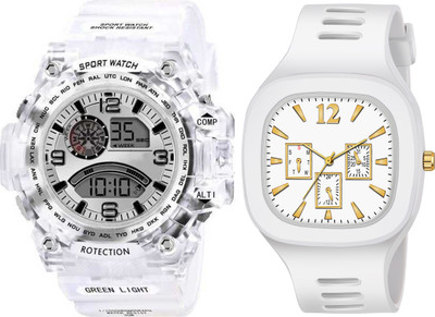 frozil White Belt Sports Watch For Boys Watch For Mens Pack Of 2 Analog-Digital Watch  - For Men