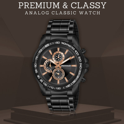 PROVOGUE PG-2515 Plain Black Dial & Black Chain Strap for Boys (not a Chronograph Watch) Analog Watch  - For Men
