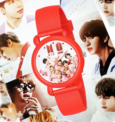 COSMIC Boys and Girls BTS Lover Analog Dial Red Strap Kids Analog Watch  - For Boys & Girls