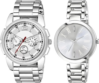 ETLIS NEW AVIO STEEL - COUPLE 3 Stylish Stainless Steel Chain Strap Combo Analog Watch  - For Couple